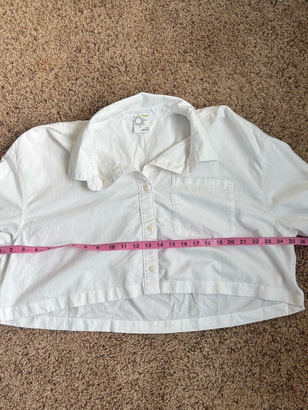 White Cropped Button-Front Shirt - Picture 4 of 5